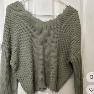 Sage green knitted sweater/ size small/ lightly warn
